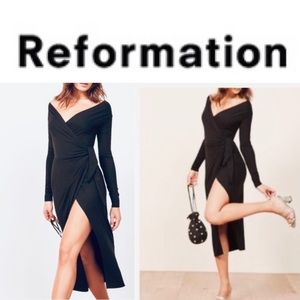 Reformation NWT the “Dama” wrap dress in black